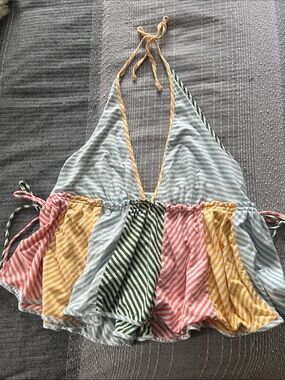Anthropologie Multi-Color Striped Halter Top